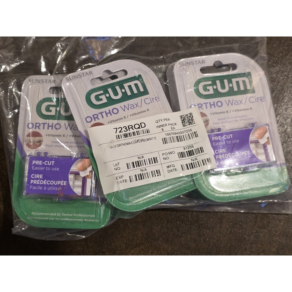 Sunstar Gum Ortho Wax With Vitamin E ( Lot of 6 ) New